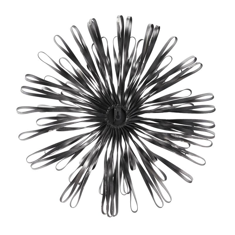 Metal 3D Looped Sunburst Wall Decor with Mirrored Center (Set of 3) - Silver or Gold