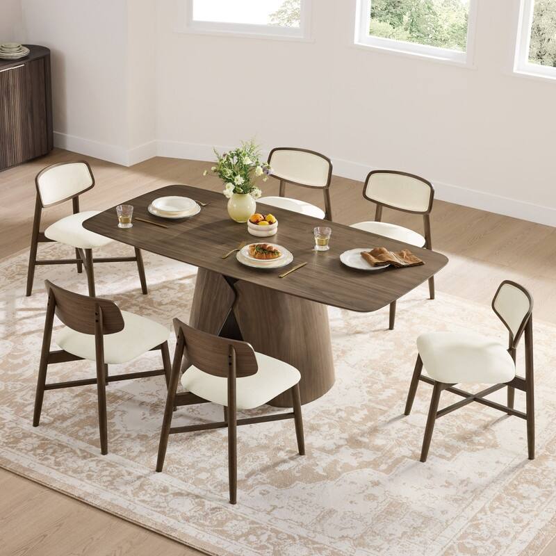 Spruce & Spring Mid-Century Upholstered Dining Chair with Solid Wood Frame