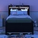 preview thumbnail 13 of 34, Twin Size Bed with Built-in USB ,Type-C Ports, LED light, Bookcase Headboard, Trundle and 3 Drawers Storage Bed Frame Espresso
