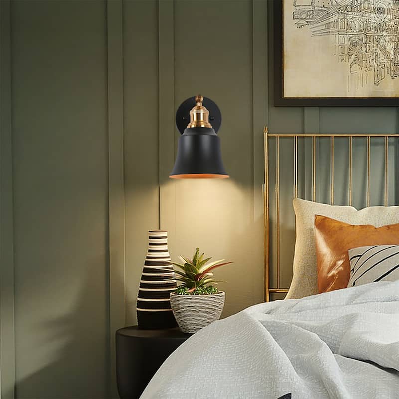 Bellee Modern Farmhouse 1-light Black Gold Wall Light Dimmable Metal Sconce