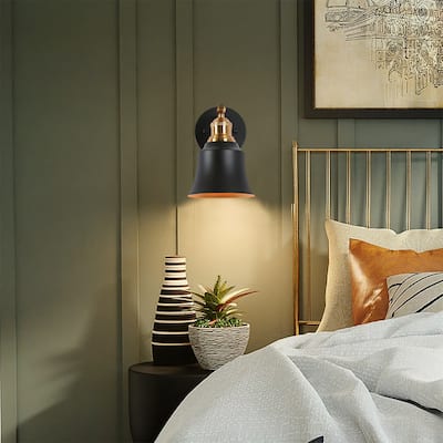 Bellee Modern Farmhouse 1-light Black Gold Wall Light Dimmable Metal Sconce