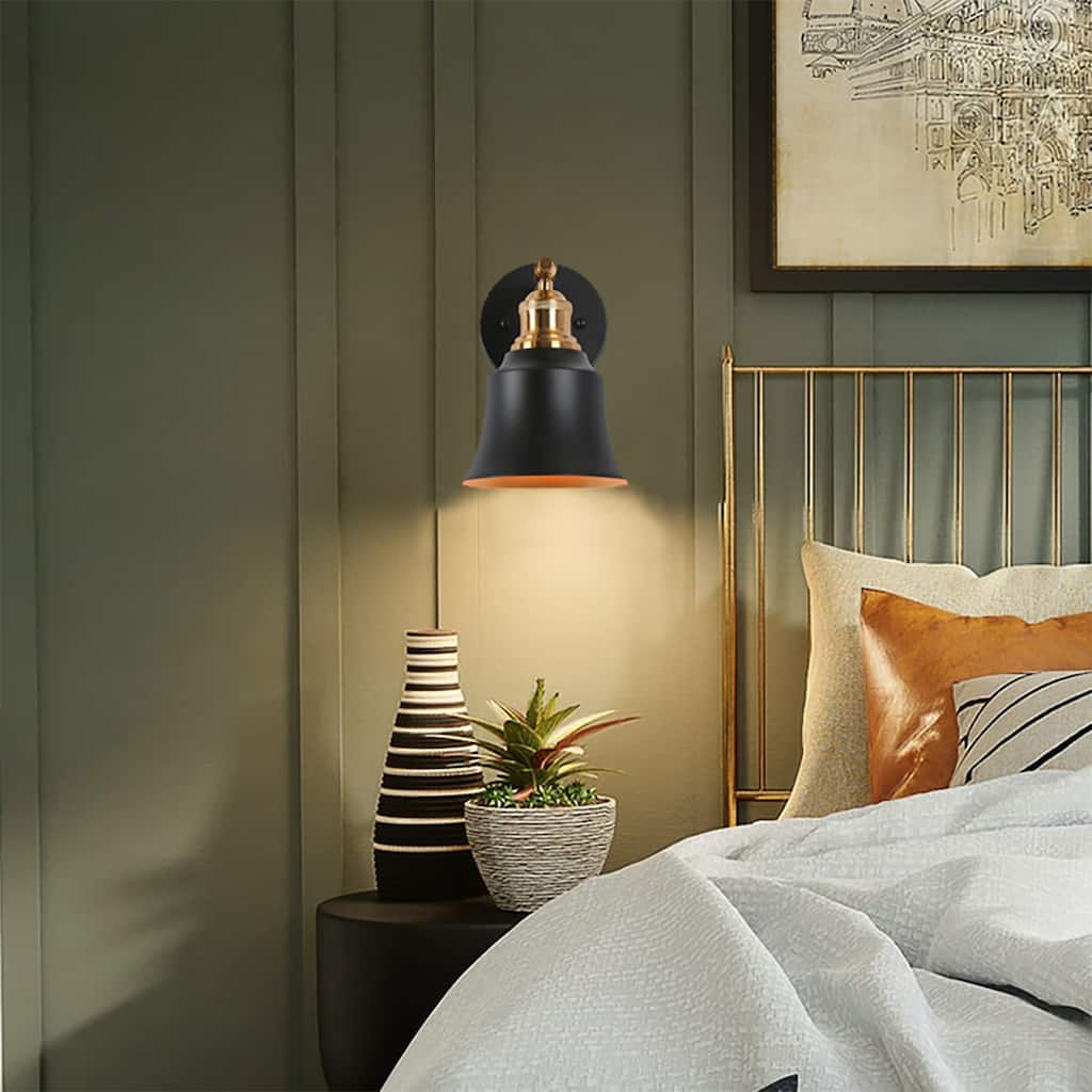 Bellee Modern Farmhouse 1-light Black Gold Wall Light Dimmable Metal Sconce