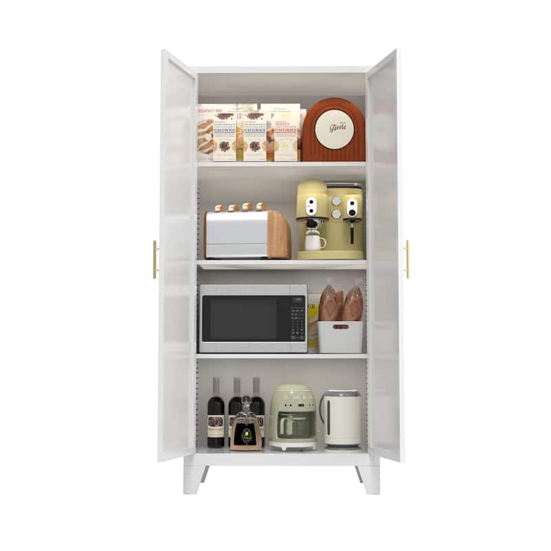 61'' 2 Shapely Doors Cabinet, Metal Storage Cabinet with Doors and Adjustable Shelves