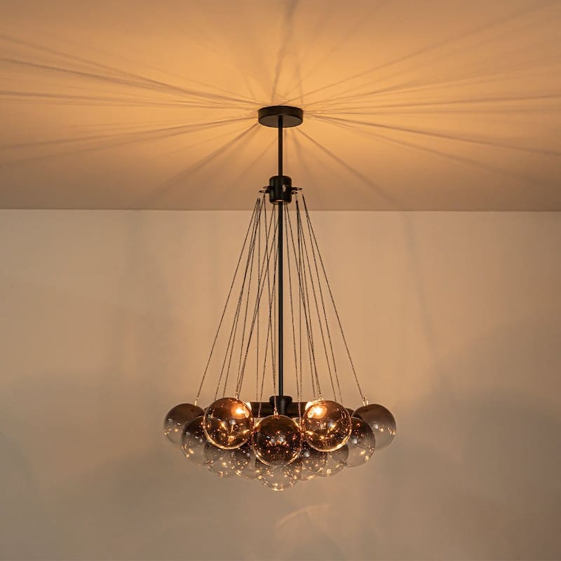 Dramatic 3-Light Gradient Transparent Glass Bubble Chandelier - 15.7 in