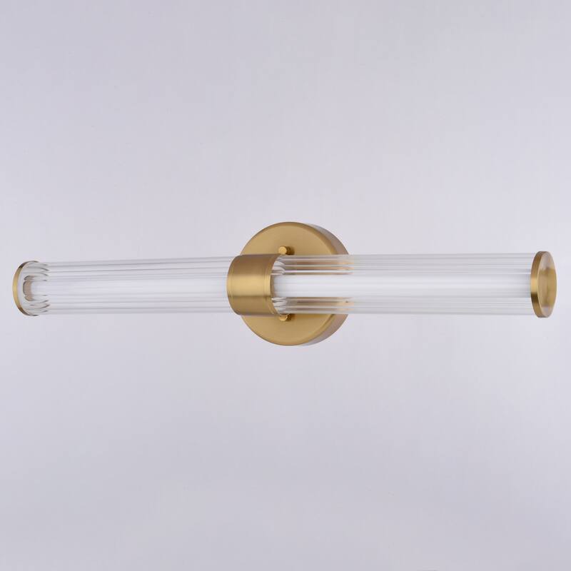 VAXCEL Division 1-Light Contemporary Bath Bar Vanity Lighting Wall Fixture, Clear Ribbed Glass Shade, Integrated LED