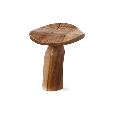 Wood Mushroom Decor - Small Garden Sculpture, Natural Decorative Object for Summer, 4"L x 3.75"W x 5"H, Easy Care