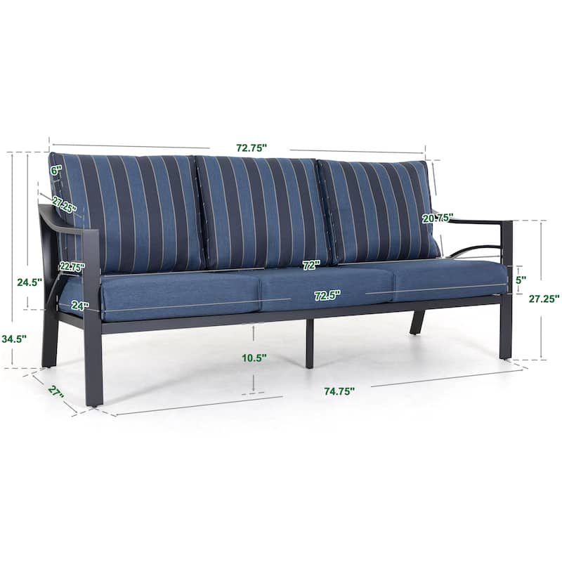 4-Piece Sofa Set with 4.72 Inch Thick Padded Zippered Cushions