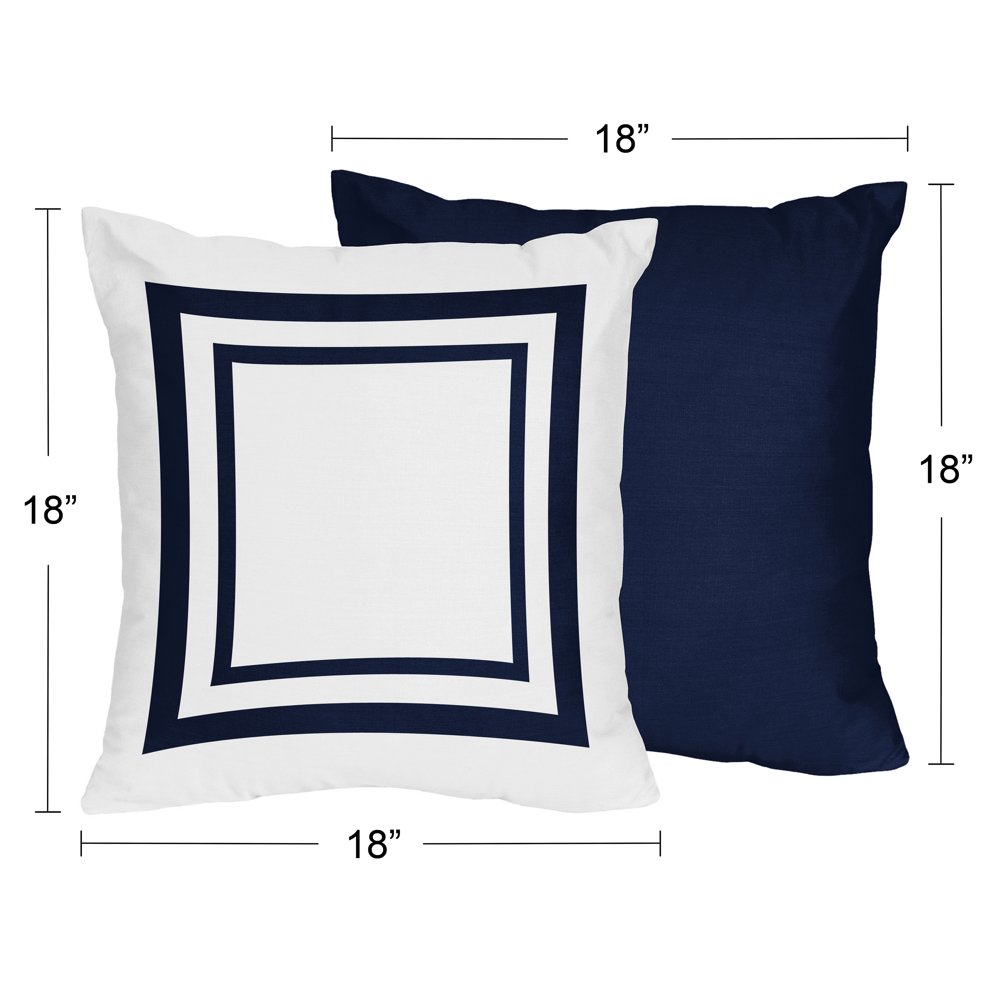 Sweet Jojo Designs Contemporary White and Navy Blue Modern Hotel Decorative Accent Throw Pillows Set of 2
