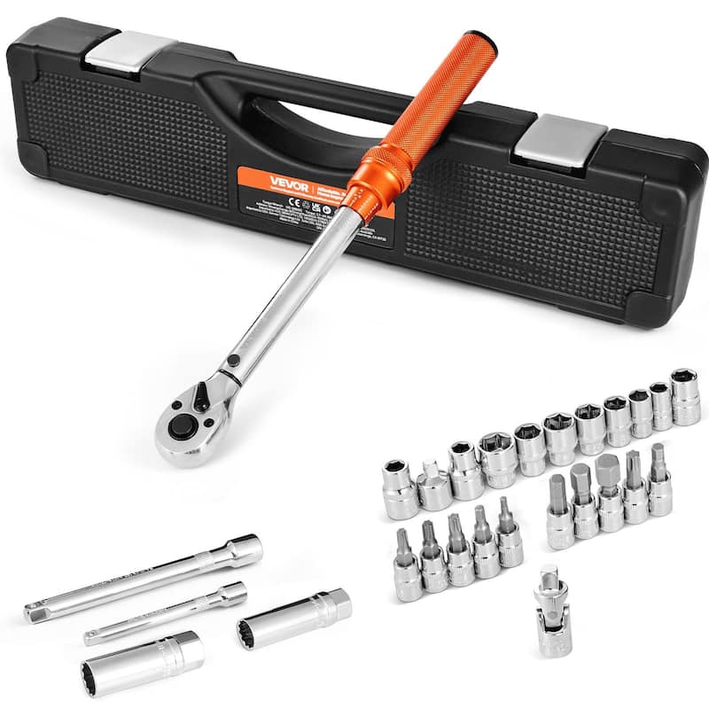 3/8-Inch Drive Click Torque Wrench Set 5–60 Nm Dual Scale and ±3% Accuracy Ratchet Head - 12.13 x 1.30 x 1.30 in