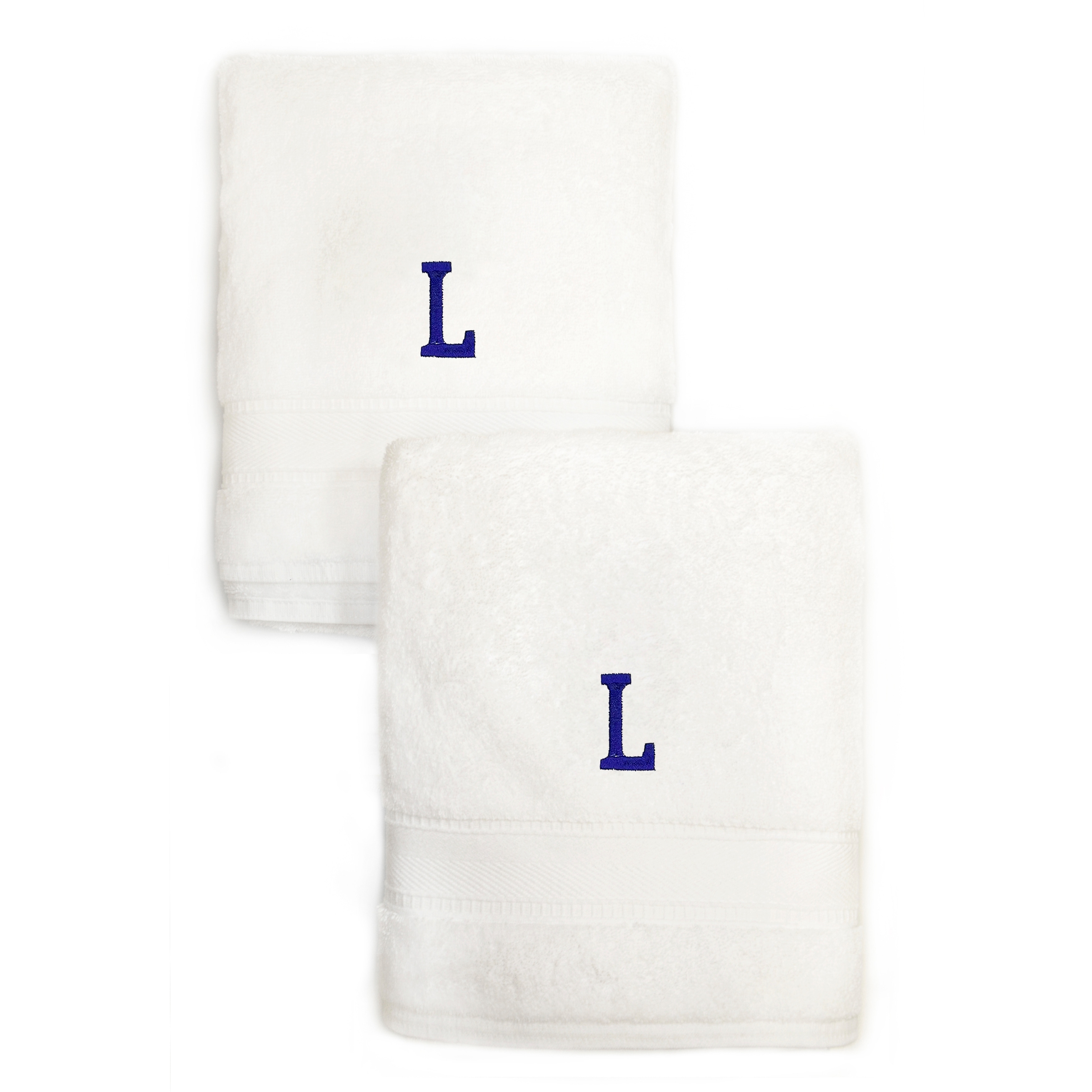Sweet Kids 2 piece White Turkish Cotton Hand Towels with Royal Blue Monogrammed Initial On Sale Bed Bath Beyond 10316365
