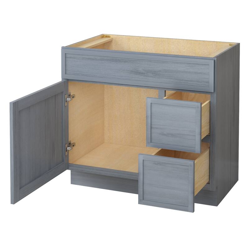 Vanity Art 36" Freestanding Single Base 2 Drawers Storage Cabinet with Soft Close Door