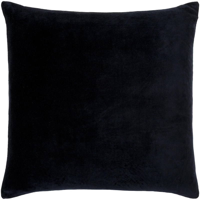 Artistic Weavers Deveron Cotton Velvet Solid Throw Pillow - 20x20 Down Insert - Black