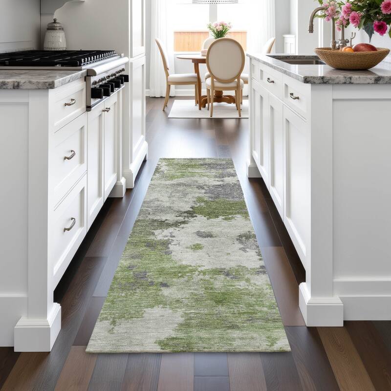 Machine Washable Indoor/Outdoor Abstract Blend Chantille Rug