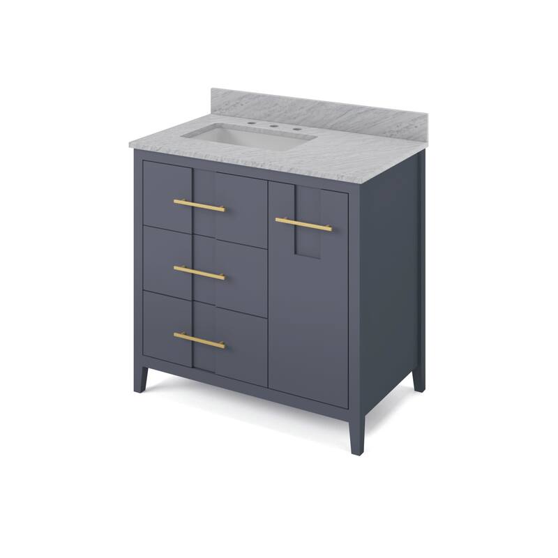 Jeffrey Alexander VKITKAT36R-MARBLE Katara 36" Free Standing Vanity