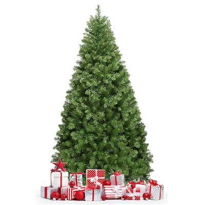 Pre-Lit PVC Artificial Christmas Tree with LED Lights and Metal Stand