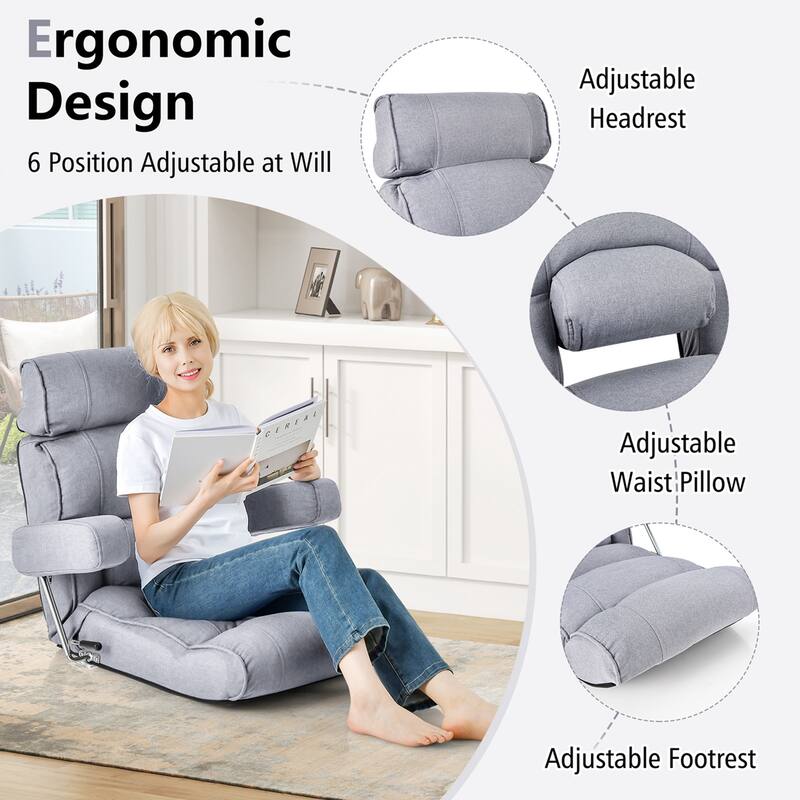Costway Adjustable Lazy Sofa with Stepless Adjustable Back & - See Details