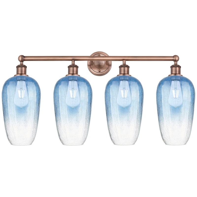Innovations Lighting 616-4W-18-34 Brookhaven Flute Vanity Brookhaven - Antique Copper / Sapphire Blue