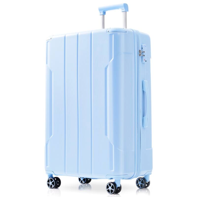 Hardshell Luggage, Lightweight Durable ABS Suitcases with Double Wheels, Expandable 24 Inch Checked Travel Luggage - Sky Blue