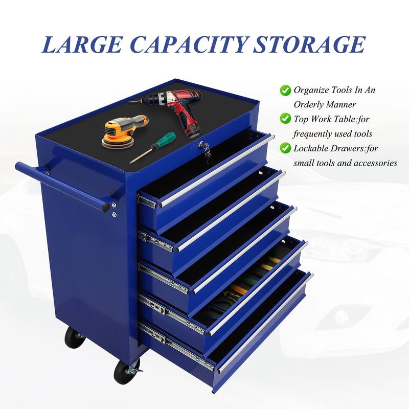 5 Drawers Tool Chest,Tool Cart with Wheels,Metal Rolling Tool Cart Storage for Garage