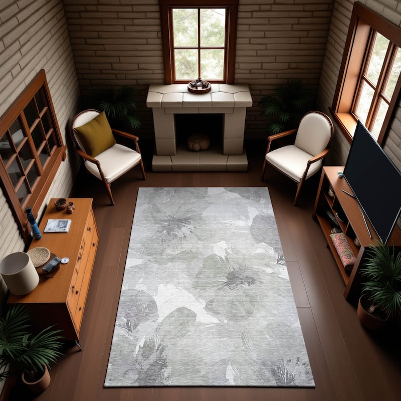 Premium Washable Super Soft Contemporary Floral Mayfield Rug - Putty - 3' x 5'