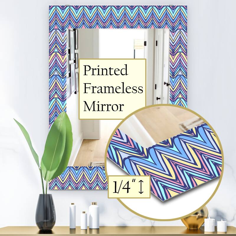 Designart 'Zig Zag Pattern' Modern Mirror Printed Wall Mirror Bed