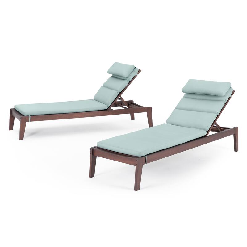 Vaughn 2 Piece Eucalyptus Outdoor Patio Chaise Lounges