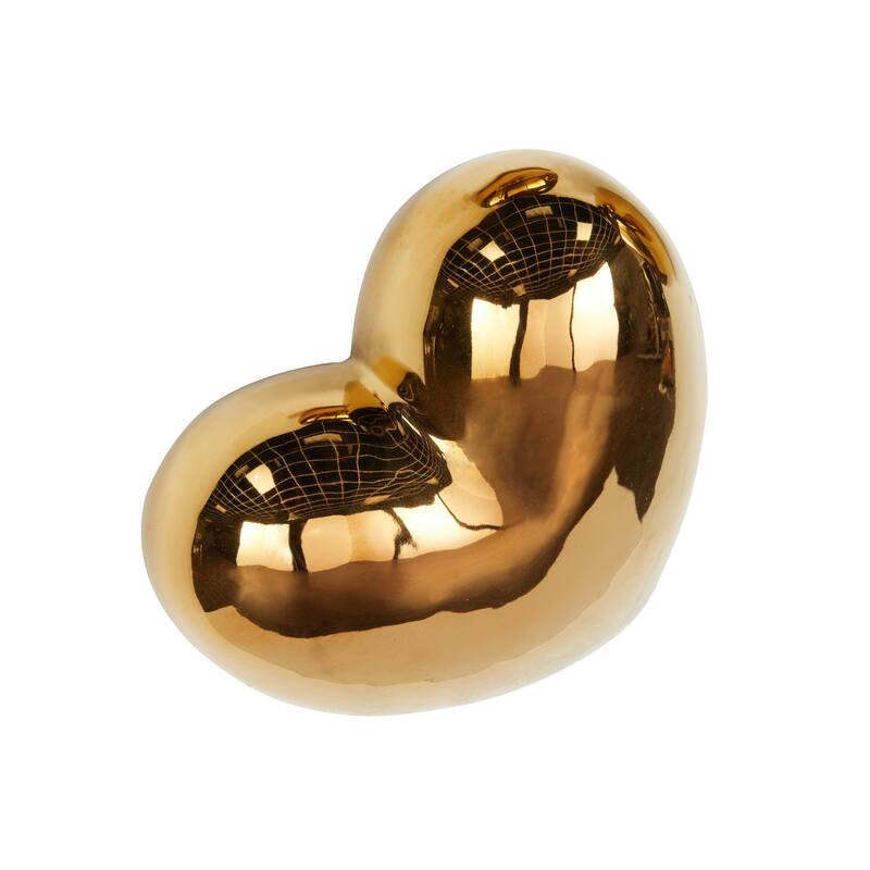 Ceramic Heart Slanted Home Wall Decor with Varying Sizes - Set of 3 Black, Gold, Silver, White - Roche River Decor