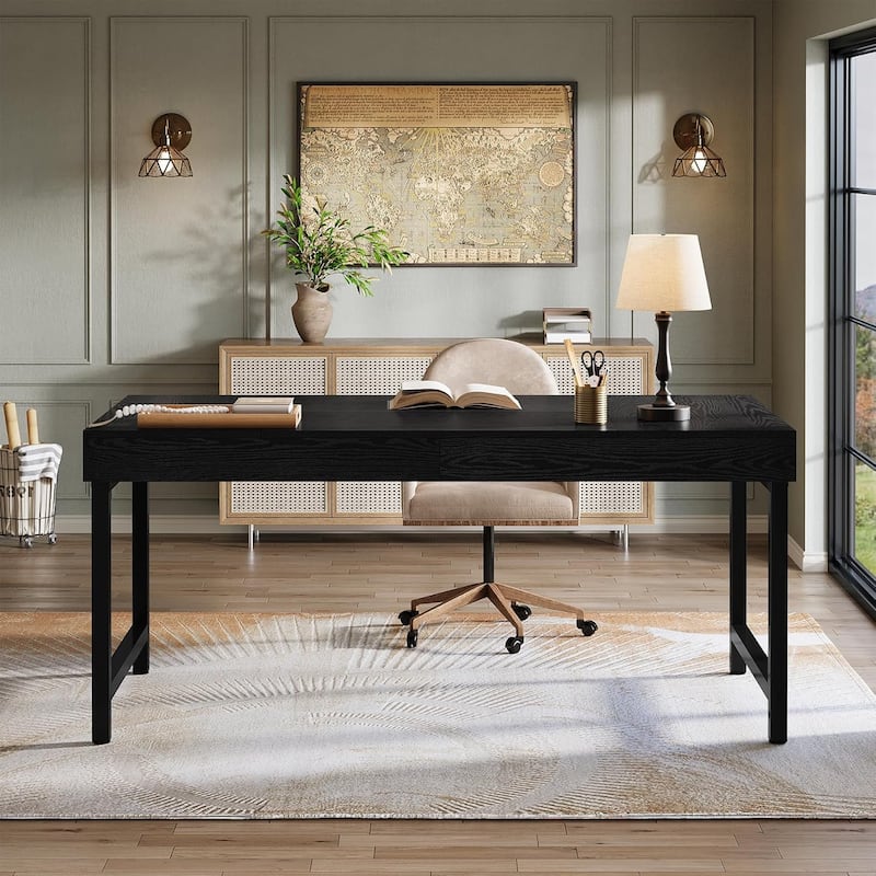 55" Industrial Executive Desk for Home Office, Small Conference Table