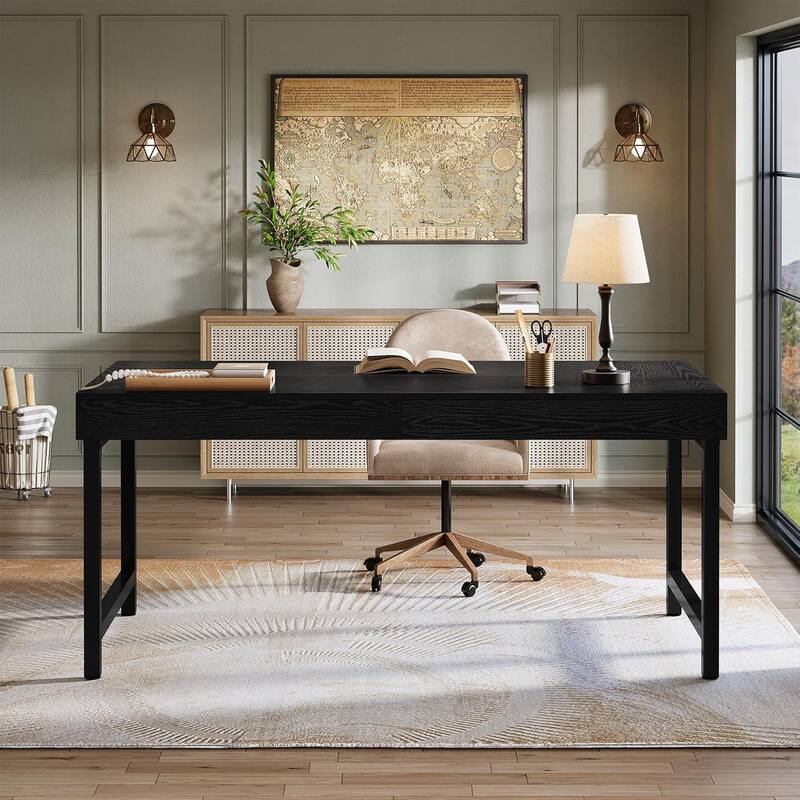55" Industrial Executive Home Office Desk, Rustic Simple Computer Laptop Desk