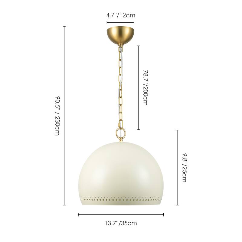 1-Light Modern Black/White Dome Pendant Kitchen Island Light