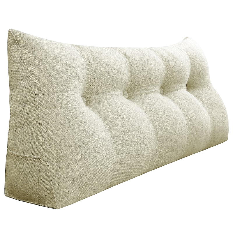 WOWMAX Bed Wedge Pillow Bolster Large Backrest Support Off White Full Size - Accent - 54"x20"x8" - Polyester - Off White - Single