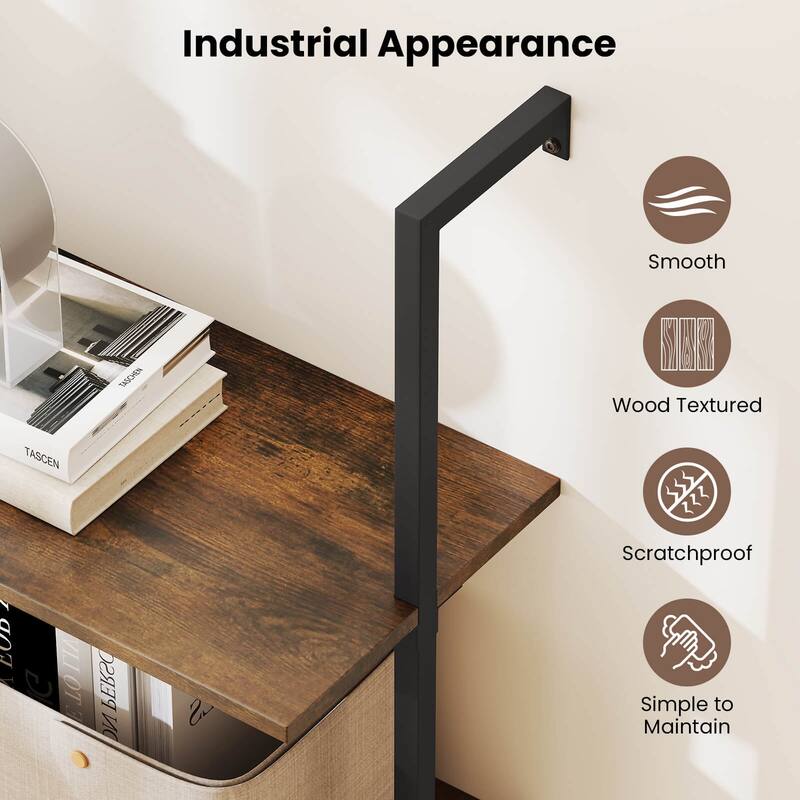 Costway 2 PCS 4-Tier Ladder Shelf Bookshelf Industrial Wall Shelf with - See Details