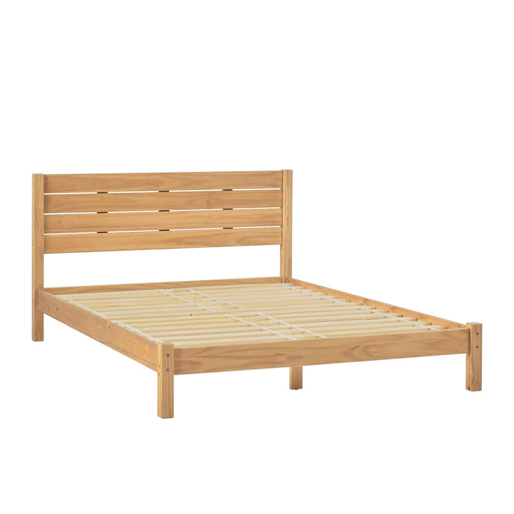 Boho Style Queen Bedframe - Solid Pine, No Box Spring Required, Minimalist Design