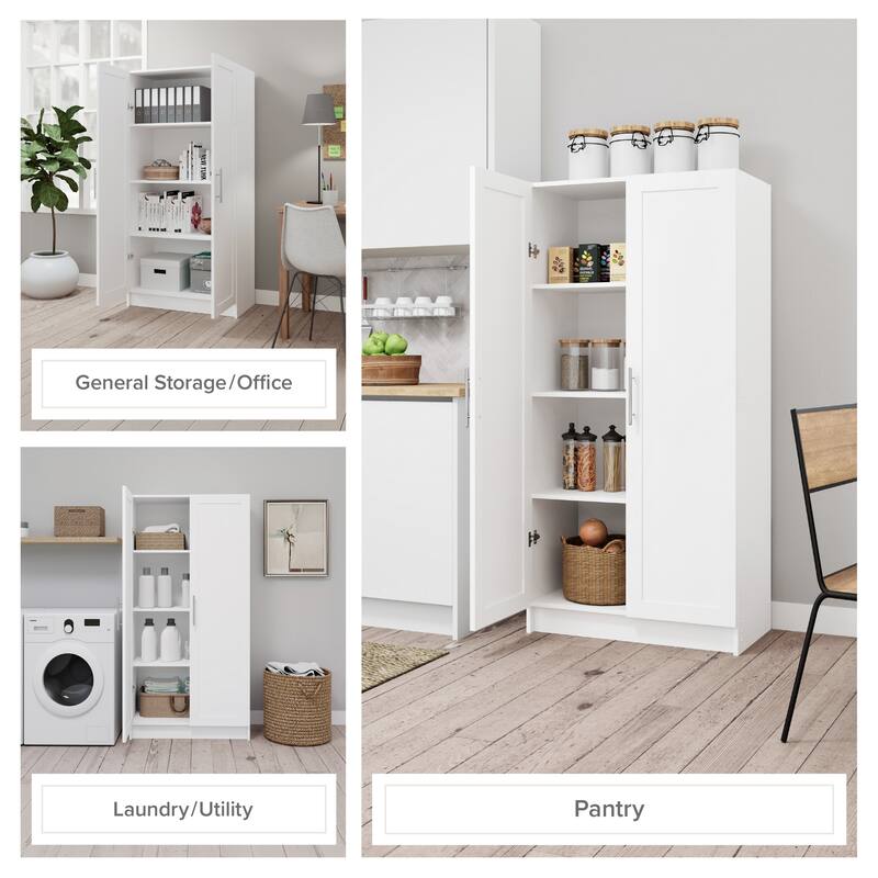 Prepac Elite Accent Cabinet with Panel Doors 16.75" D x 32" W x 65" H - 32 in W x 65 in H x 16.75 in D