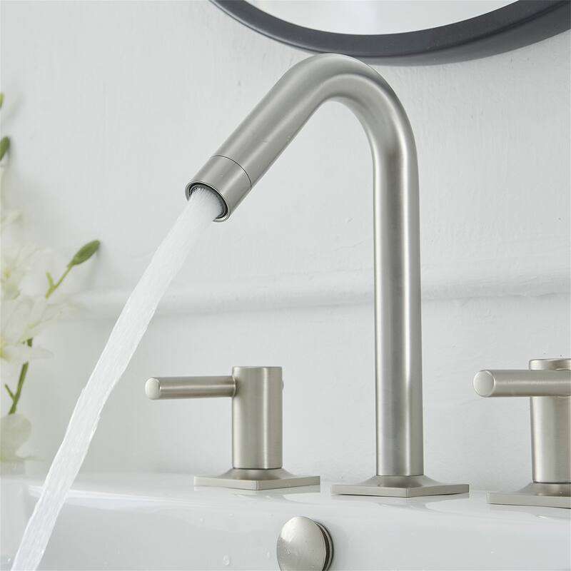 8 Inch Widespread Bathroom Sink Faucet with Drain Assembly Brass Modern 3 Hole Bathroom Basin Vanity Faucets