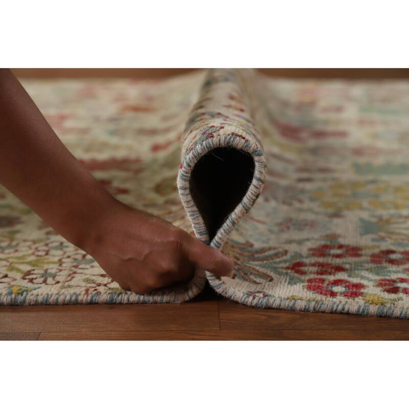 Hand Knotted Oriental 100% Wool Carpet Traditional All-Over Beige & Ivories Ziegler Area Rug - 9' 9'' X 6' 5''