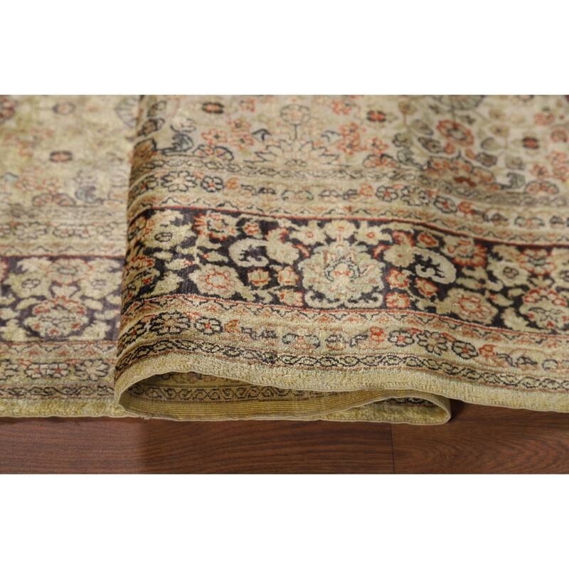 Pre-1900 Antique Silk Farahan Foyer Rug Hand-Knotted Wool Carpet - 4'0" x 6'0"