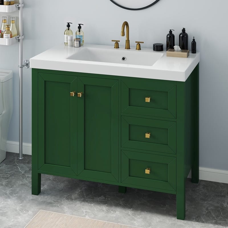 Moasis 36"/42" Bathroom Vanity Cabinet Set with Sink Combo and 3 Drawers & Cabient - 36" - Green