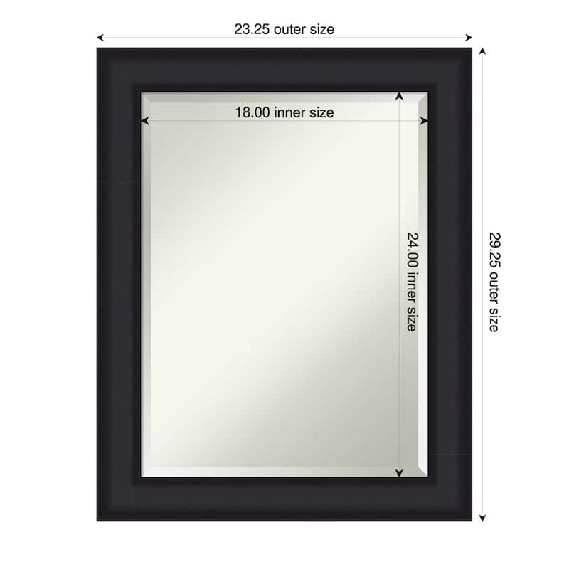Oliver Beveled Wood Framed Bathroom Vanity Wall Mirror - 23 x 29 in - Oliver Black