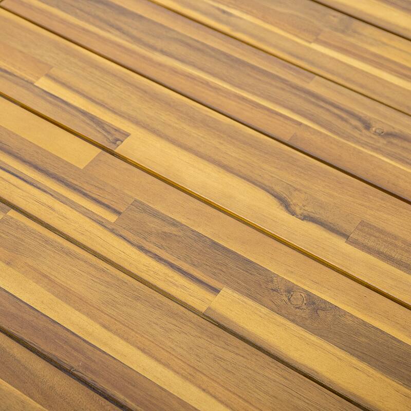 Acacia Wood Dining Table with Splay Legs and Slat Top Weather Resistant Outdoor