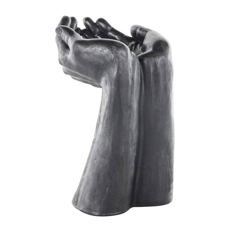 Black Polystone Open Hands Decorative Sculpture