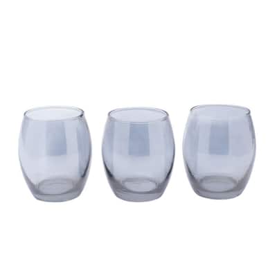 Elements Set of 3 Gray Glass Egg Votive Holders