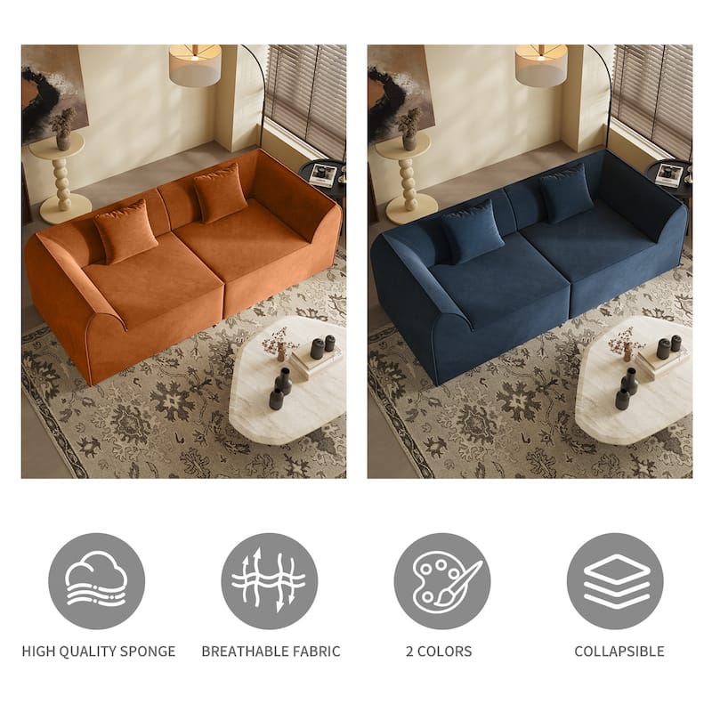 Compressed Memory Foam Sofa with PillowS, 2-Seater Lounger Daybed