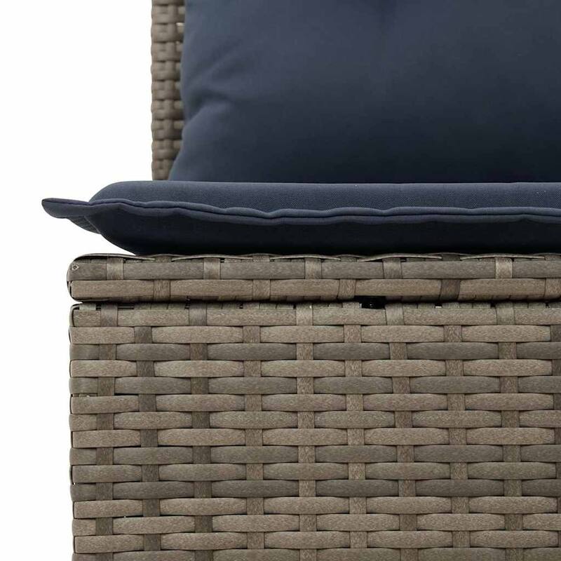 vidaXL 9 Piece Patio Sofa Set with Cushions Grey Poly Rattan (US only) - 122.8x33.5x66.9