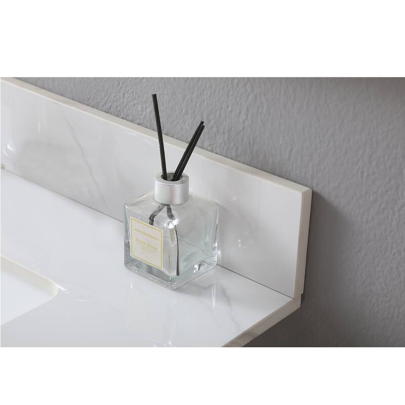 31 in./ 37 in./ 43 in. Carrara Gold Engineered Stone Bathroom Vanity Top with Ceramic Sink