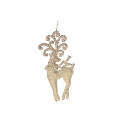 Christmas Gold Glitter Ornament Reindeer - Set of 12