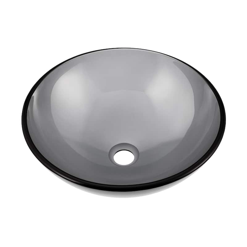 Vincennes 16.5 Color Glass Vessel Sink With Faucet, Black - 28" x 24" 9" - 28" x 24" 9" - Black