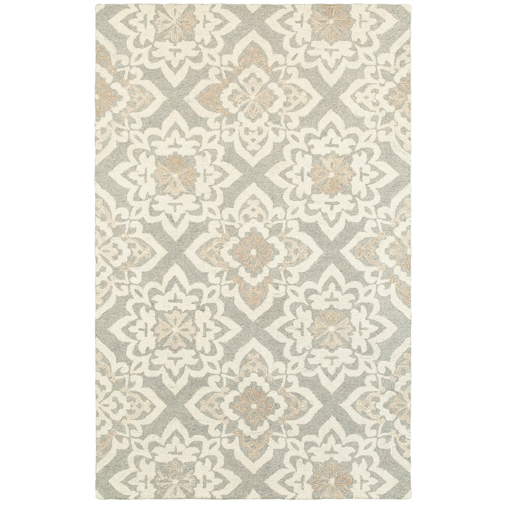 Style Haven Celena Floral Lattice Handcrafted Undyed Wool Area Rug