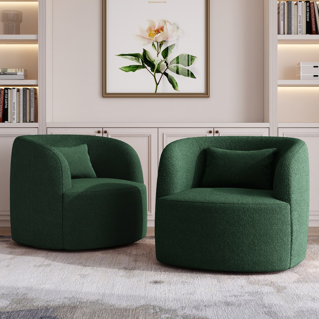 2Set Modern 360-degree Rotation Teddy Barrel Chairs