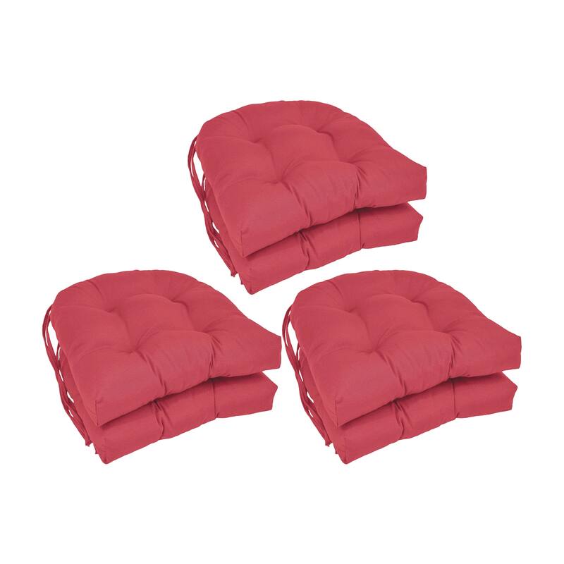 16-inch U-Shaped Indoor Twill Chair Cushions (Set of 2, 4, or 6) - 16" x 16" - Set of 6 - Bery Berry